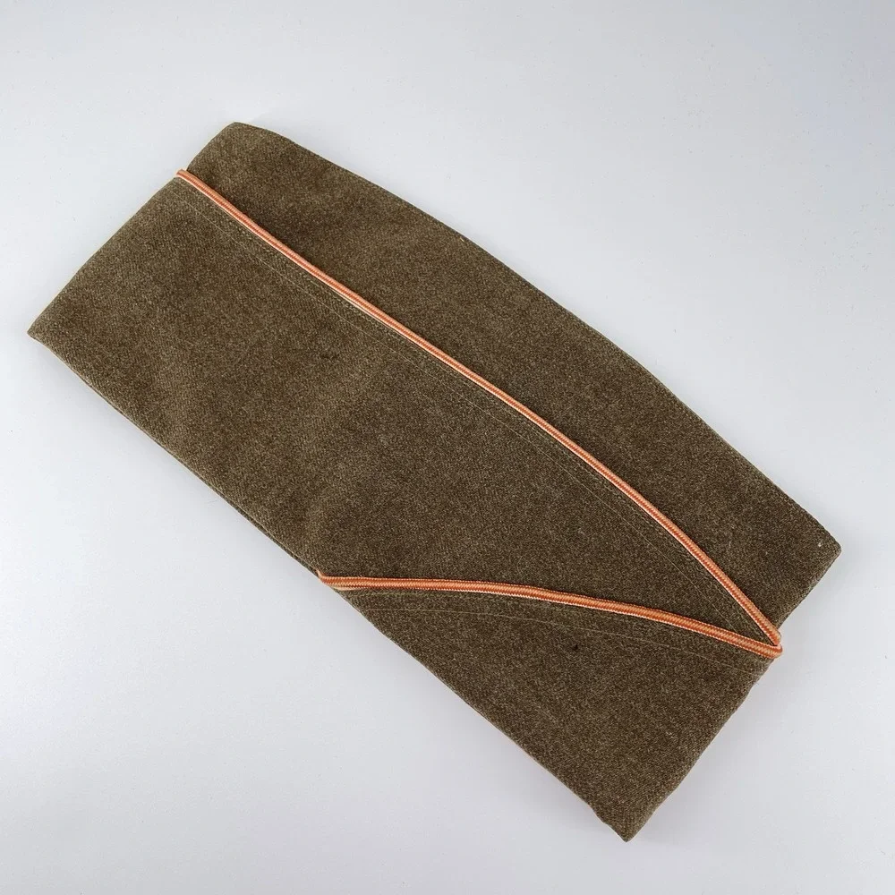 US Army Issued M1950 Garrison Cap Korean War Engineer Corps Wool OD Laundry #